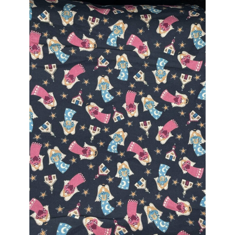 Fabric Traditions 1996 Angels Christmas Fabric Black 21” x 43”